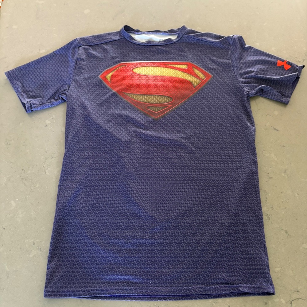 Under Armour Alter Ego Superman Compression Shirt Mens Large Blue HeatGear Tee - Picture 2 of 7